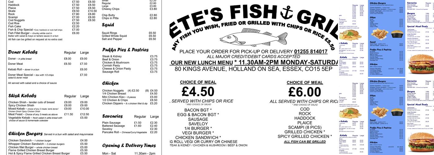 Pete's Fish & Grill Menu