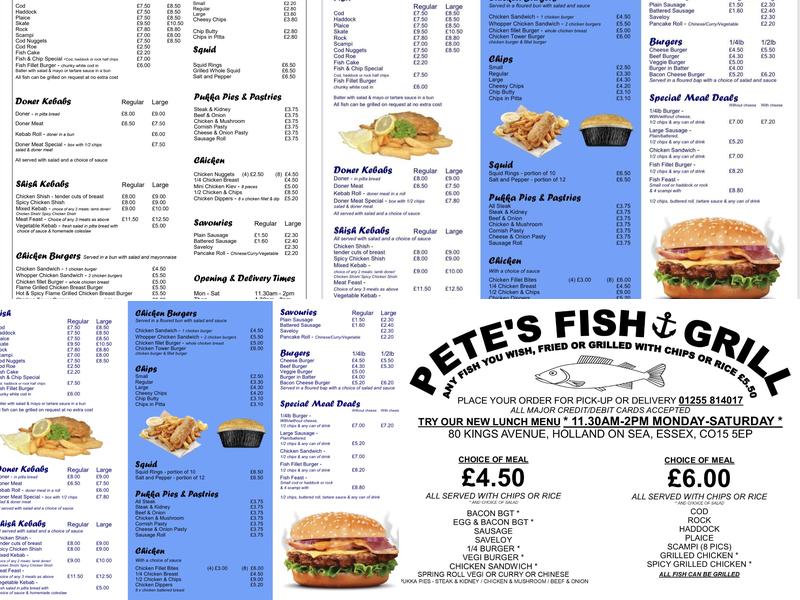 Pete's Fish & Grill Menu