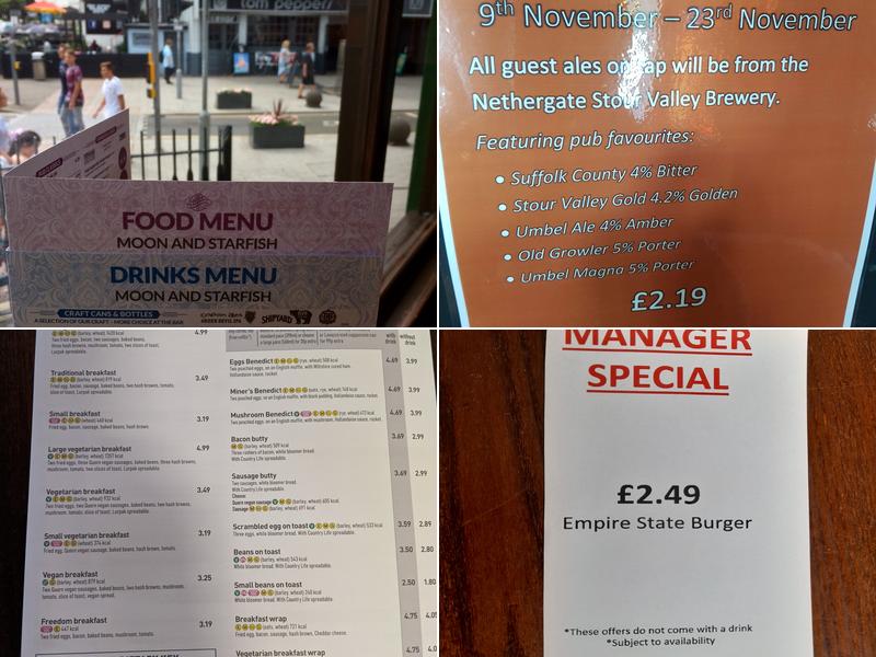 Moon & Starfish - JD Wetherspoon Menu