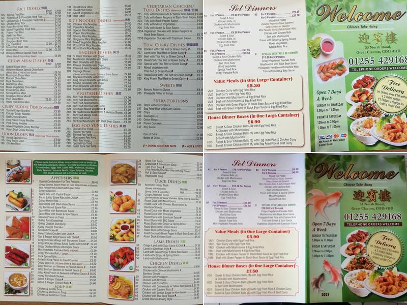 Welcome Chinese Take Away Menu