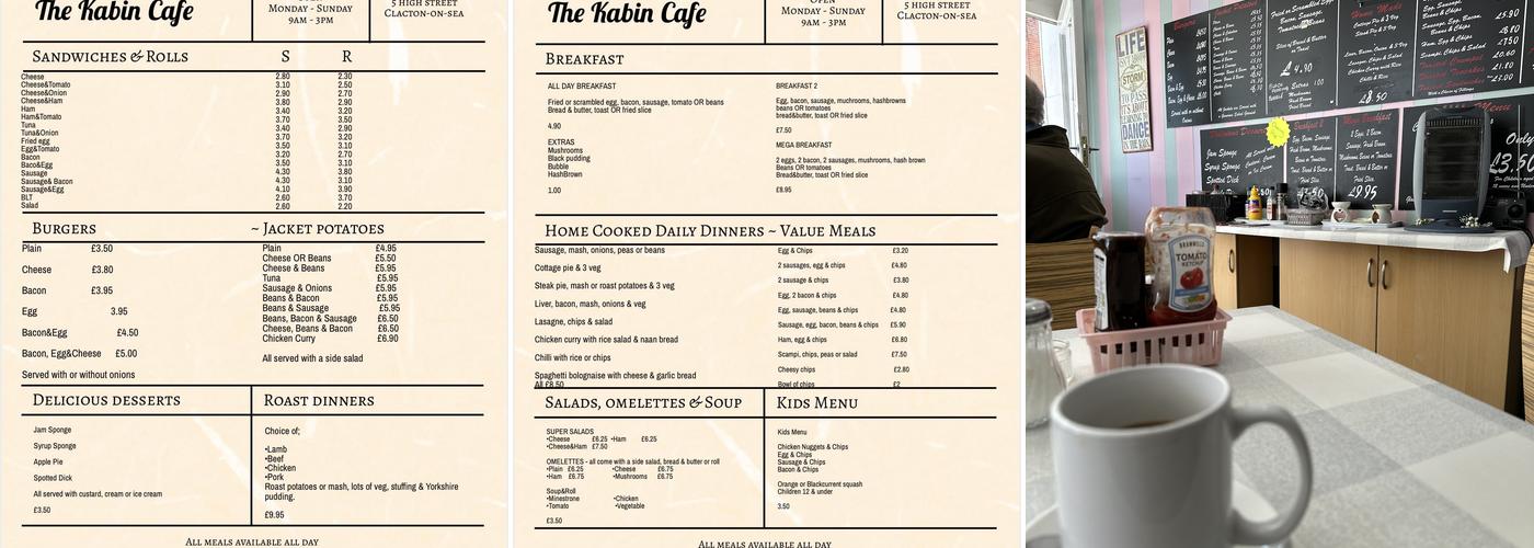 The Kabin Cafe Menu
