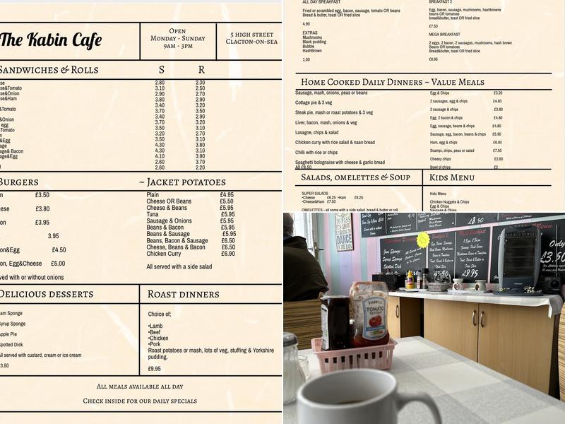 The Kabin Cafe Menu