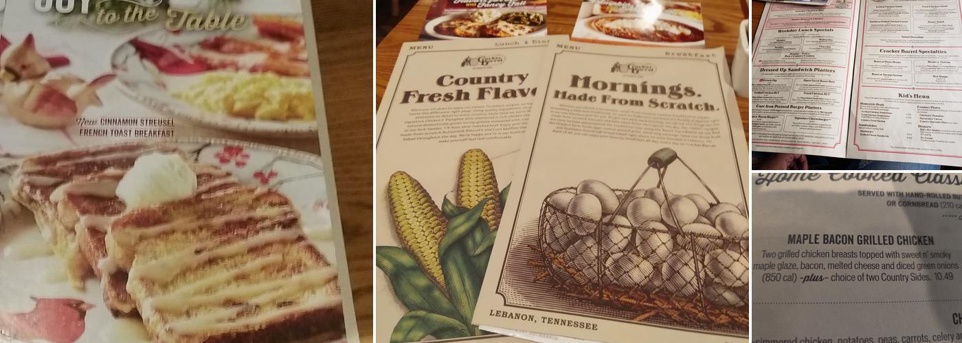 Cracker Barrel Old Country Store Menu