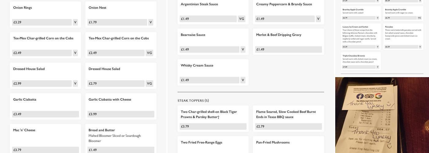 White Cart - Pub & Grill Menu