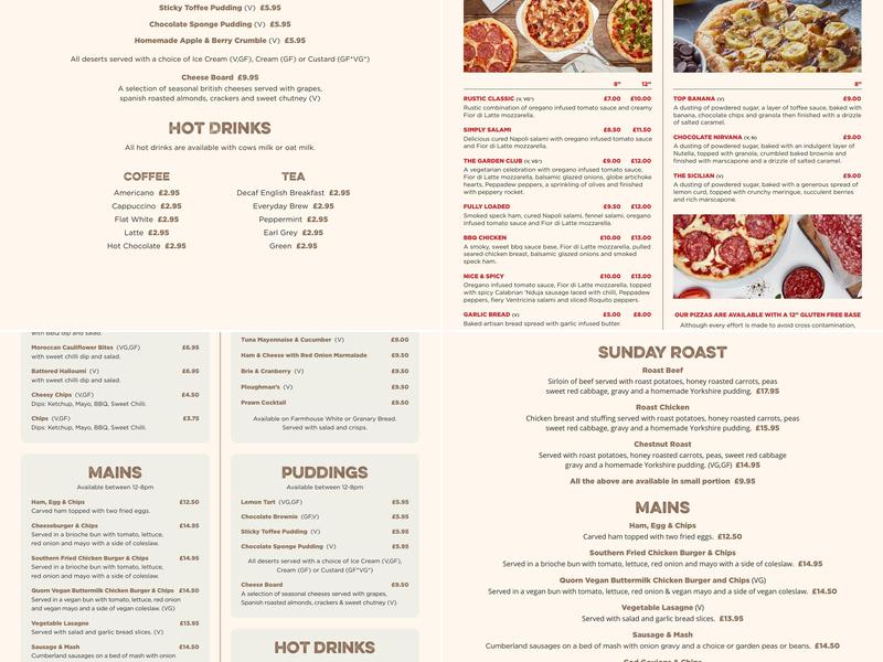 The Fox and Hounds Menu