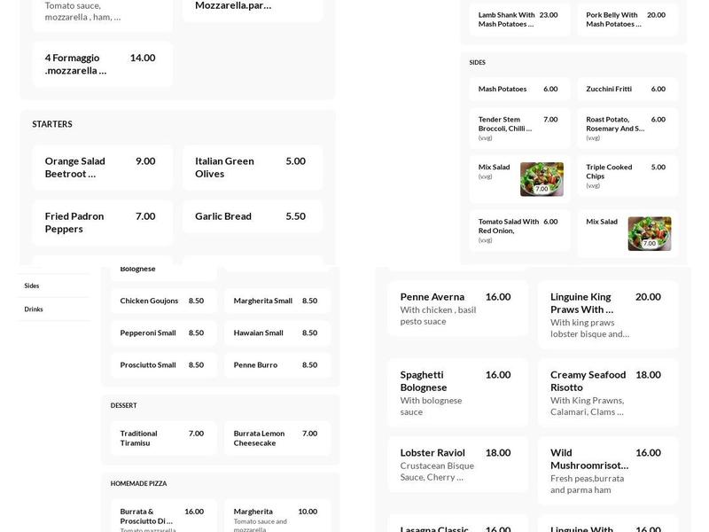 Claygate Averna Menu