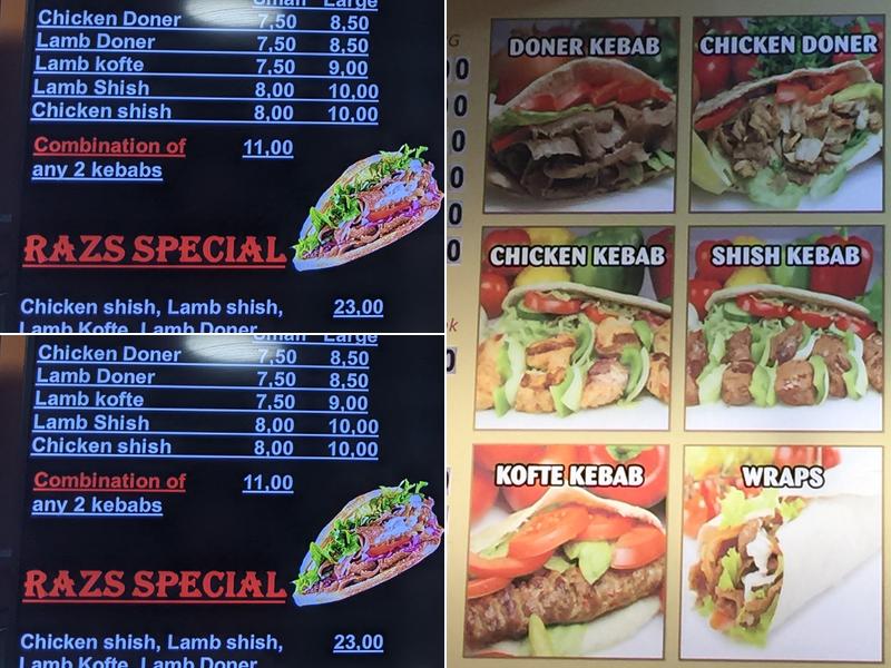 Razs Kebab & Cafe Menu