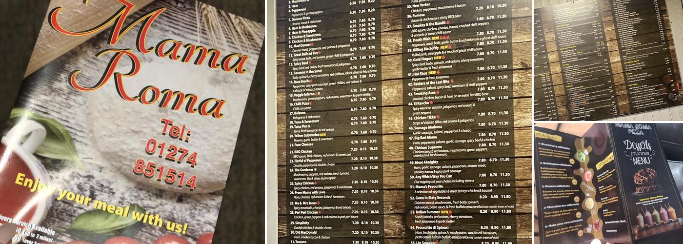 Mama Roma Pizza Menu