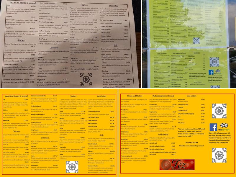 Fez Cleethorpes Menu