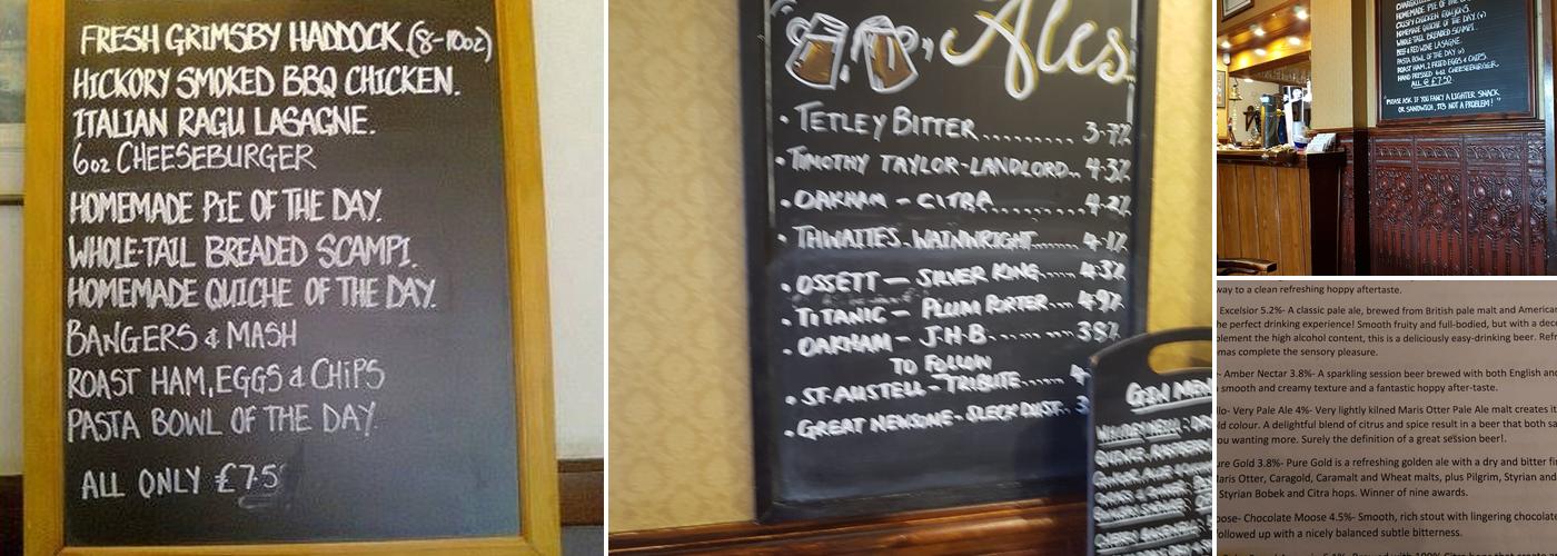 The Nottingham House Menu