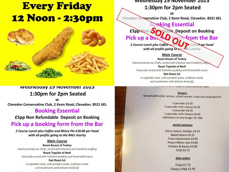 Clevedon Conservative Club (The Consti) Menu