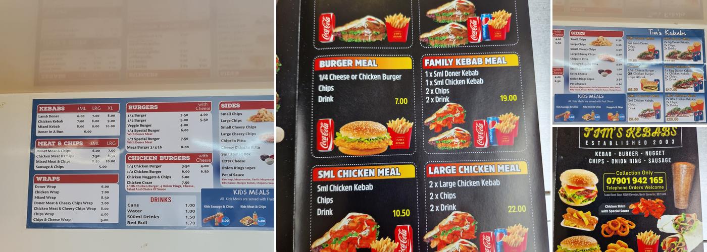 Golden Bar Tim's Kebab Menu