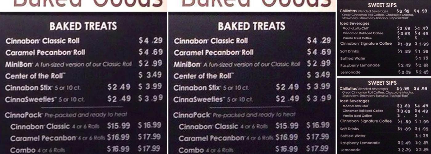 Cinnabon Menu