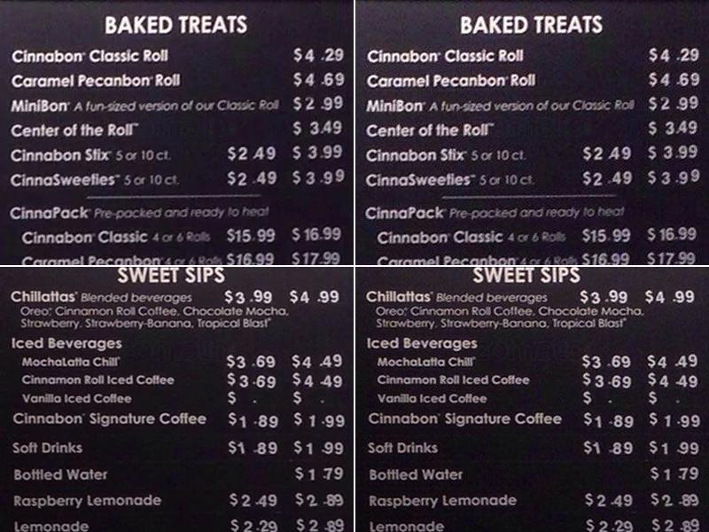 Cinnabon Menu