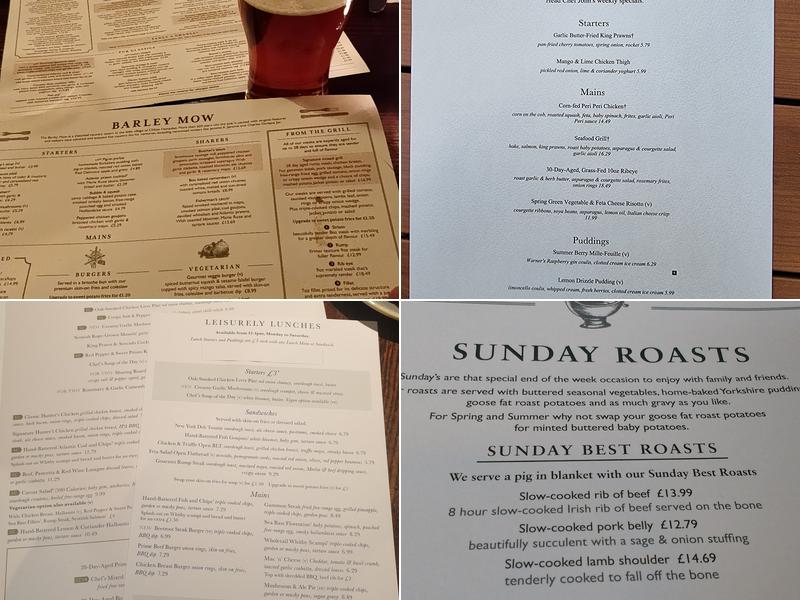 Barley Mow Menu