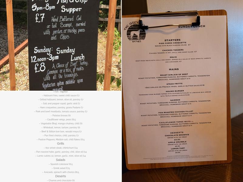 The Greyhound Menu