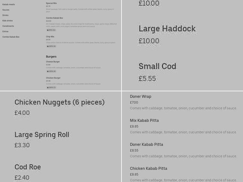 Clowne Fish Bar Menu