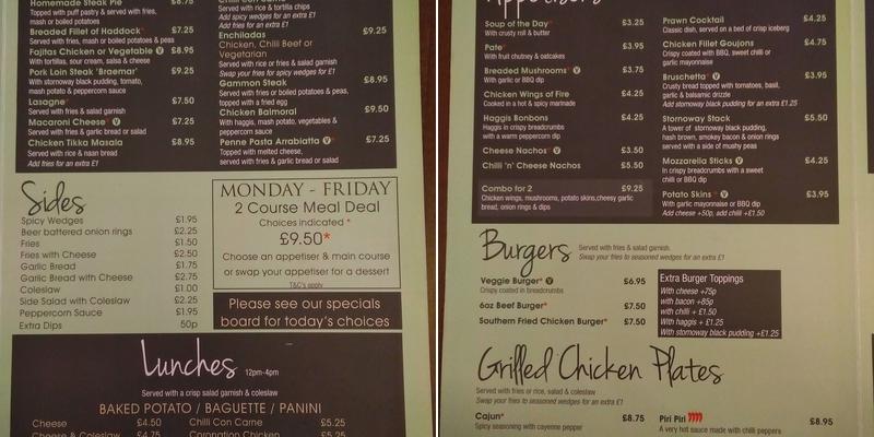 Glenhead Tavern Menu