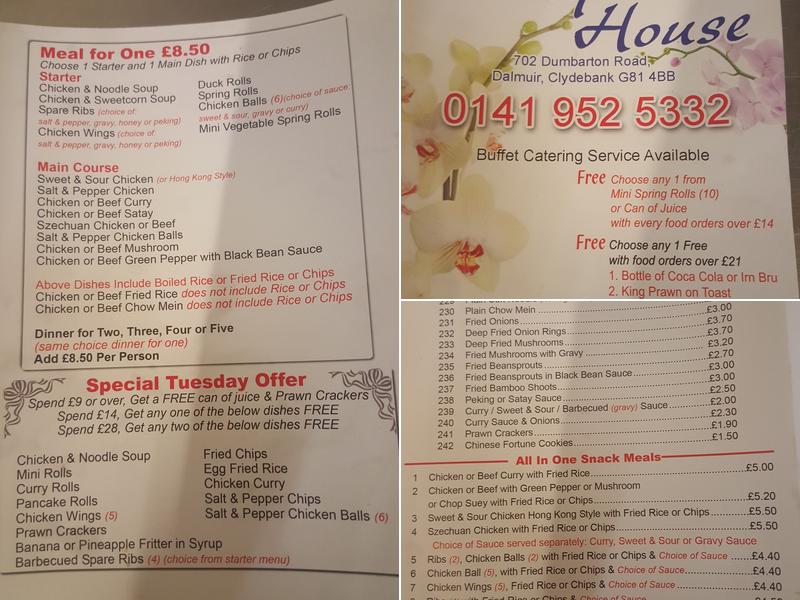 Curry House Chinese Takeaway Menu