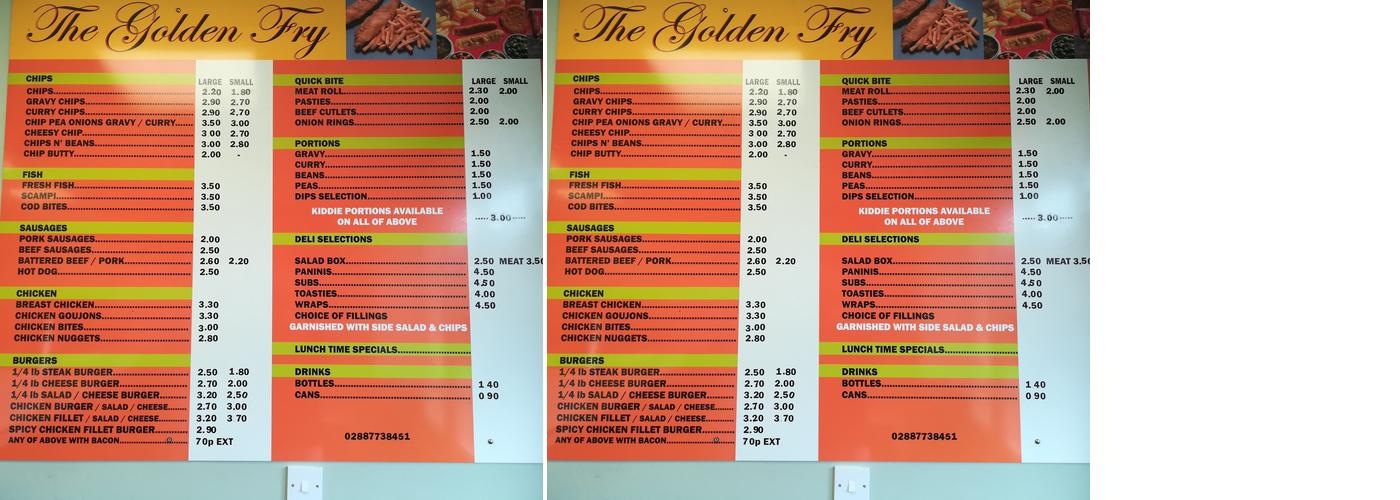 Golden Fry Menu
