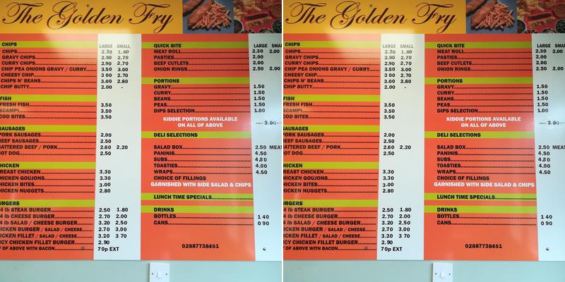 Golden Fry Menu
