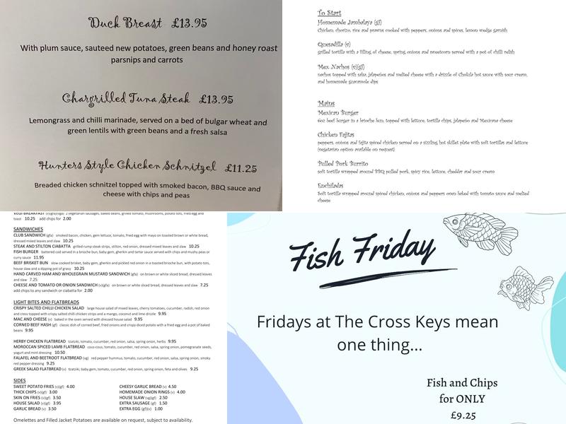 The Cross Keys Inn Newbold Menu