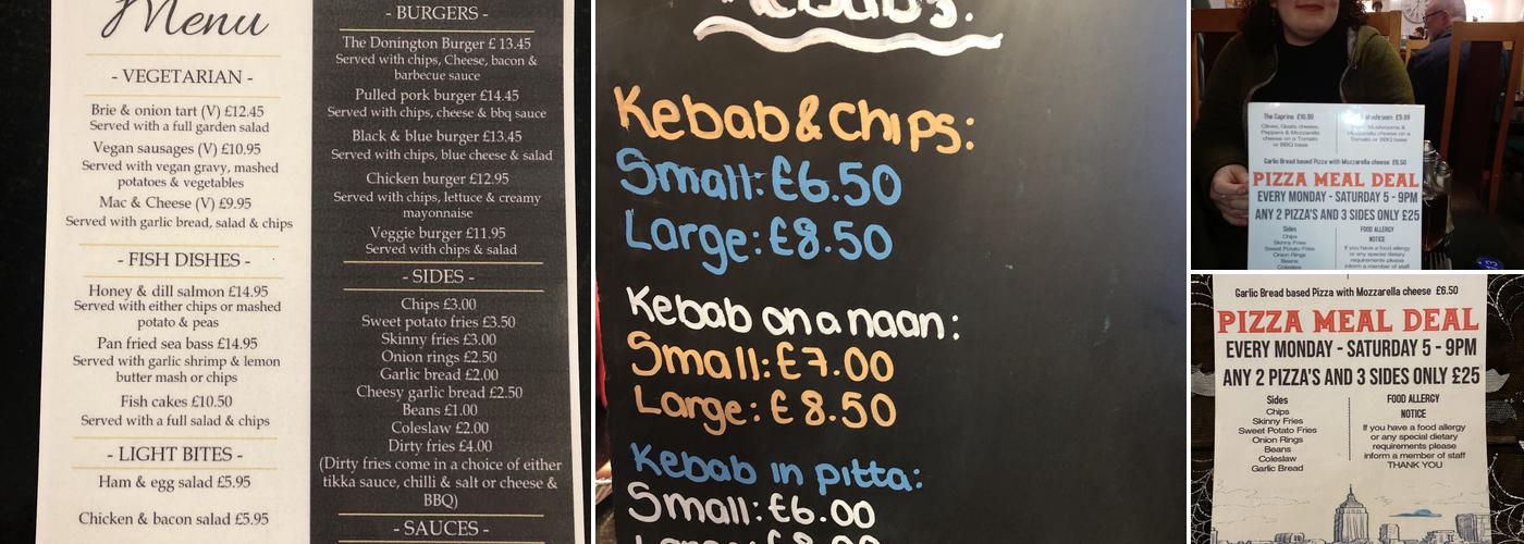 The Donington Arms Menu