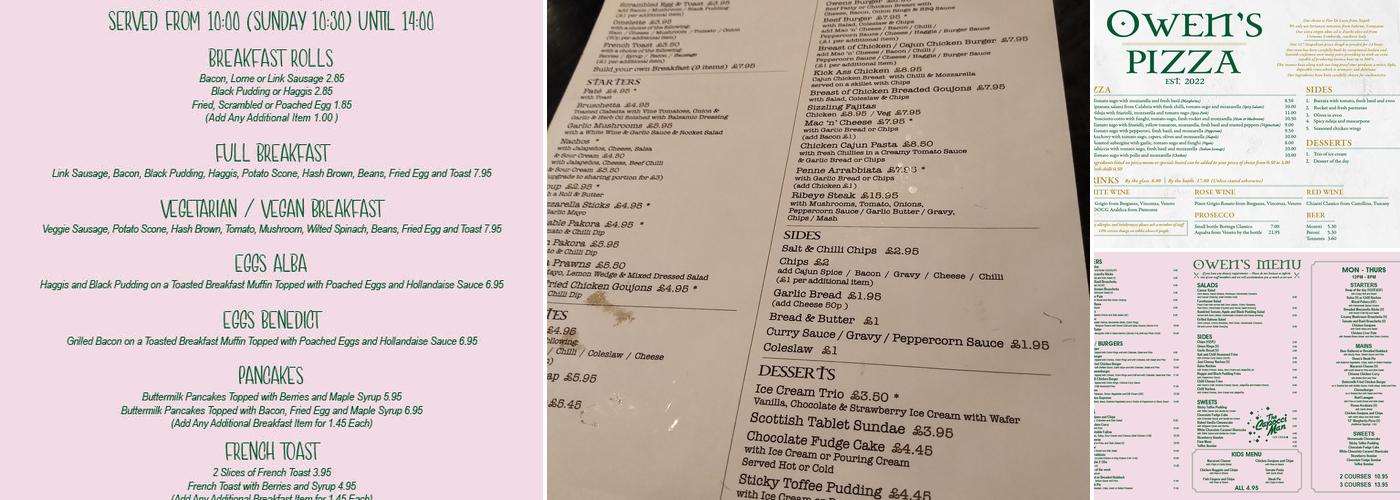 Owen's Menu