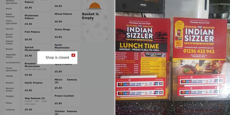 Indian Sizzler Menu