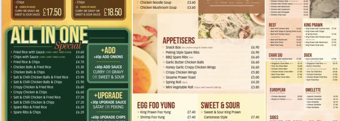 Ricky's Kitchen Chinese Takeaway Menu