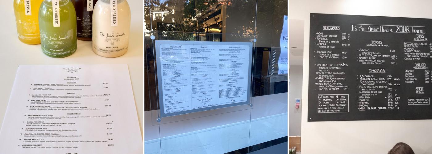 The Juice Smith Menu