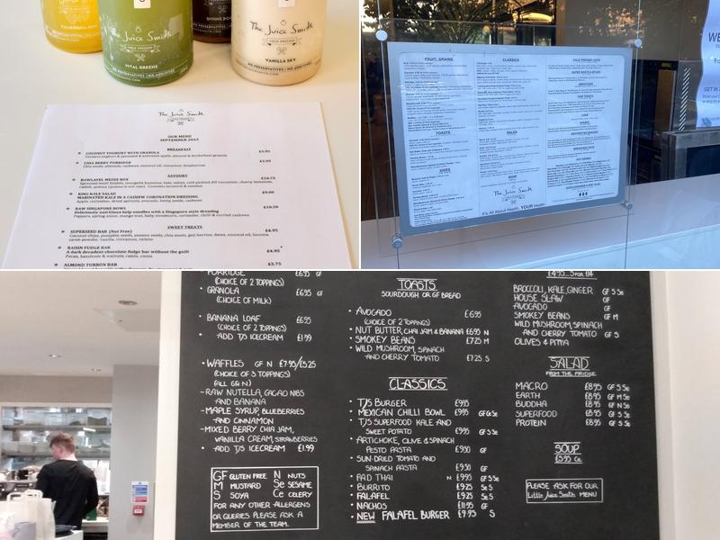 The Juice Smith Menu