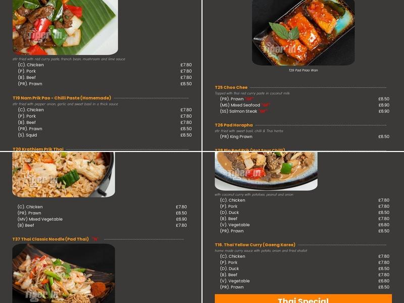 Tiger In Chinese & Thai Takeaway Menu