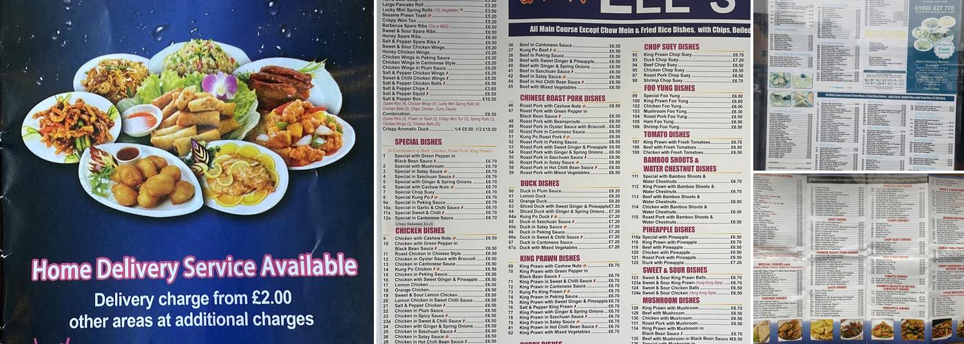 Lee's Fish & Chips and Chinese Take Away Menu