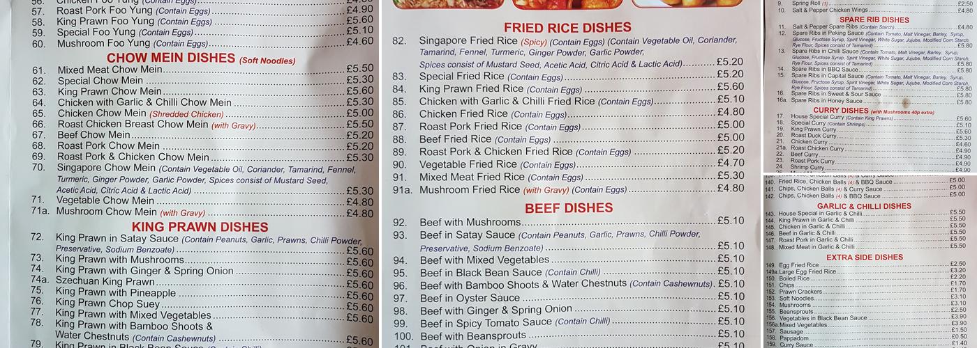 Eastern Kitchen Menu