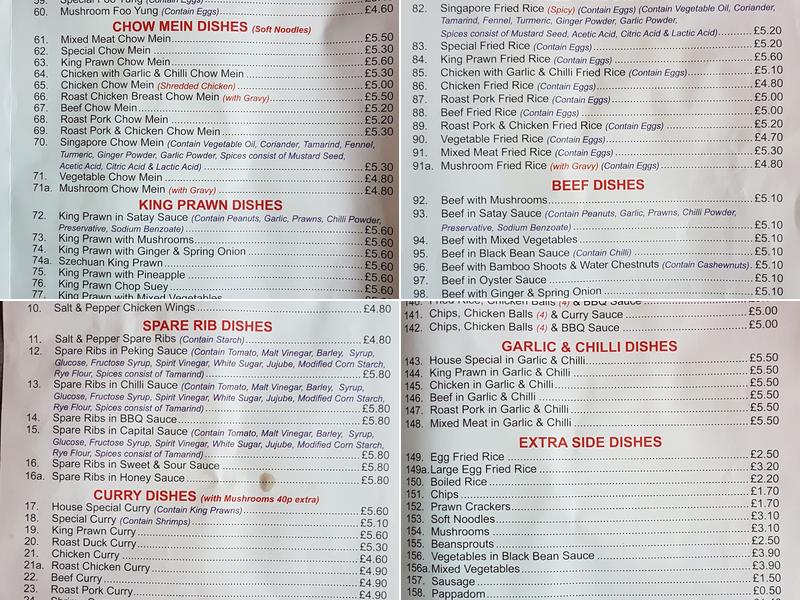 Eastern Kitchen Menu