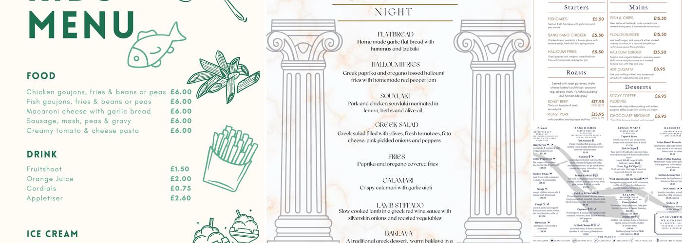 The Plough Menu