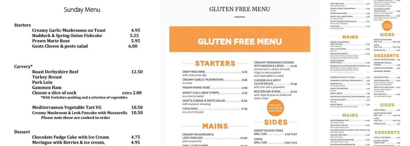 The Village Inn, Marehay Menu