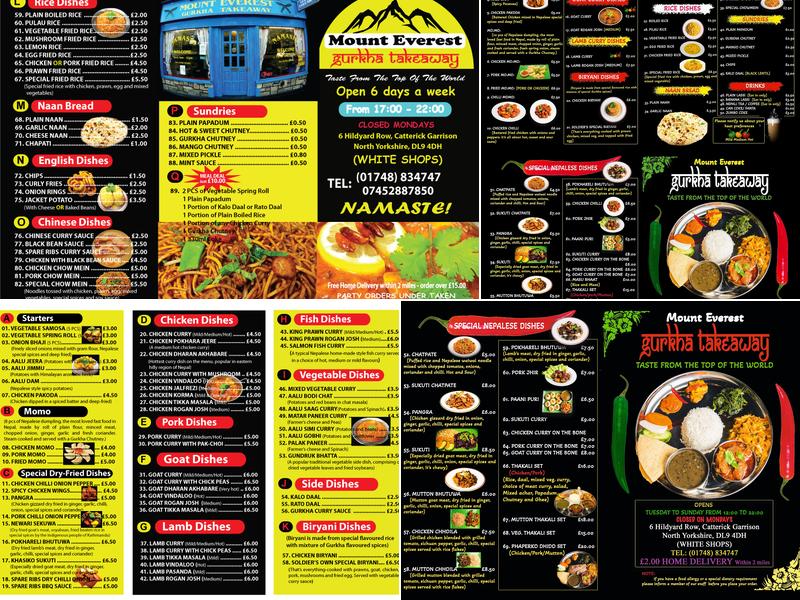 Mount Everest Gurkha Takeaway Menu