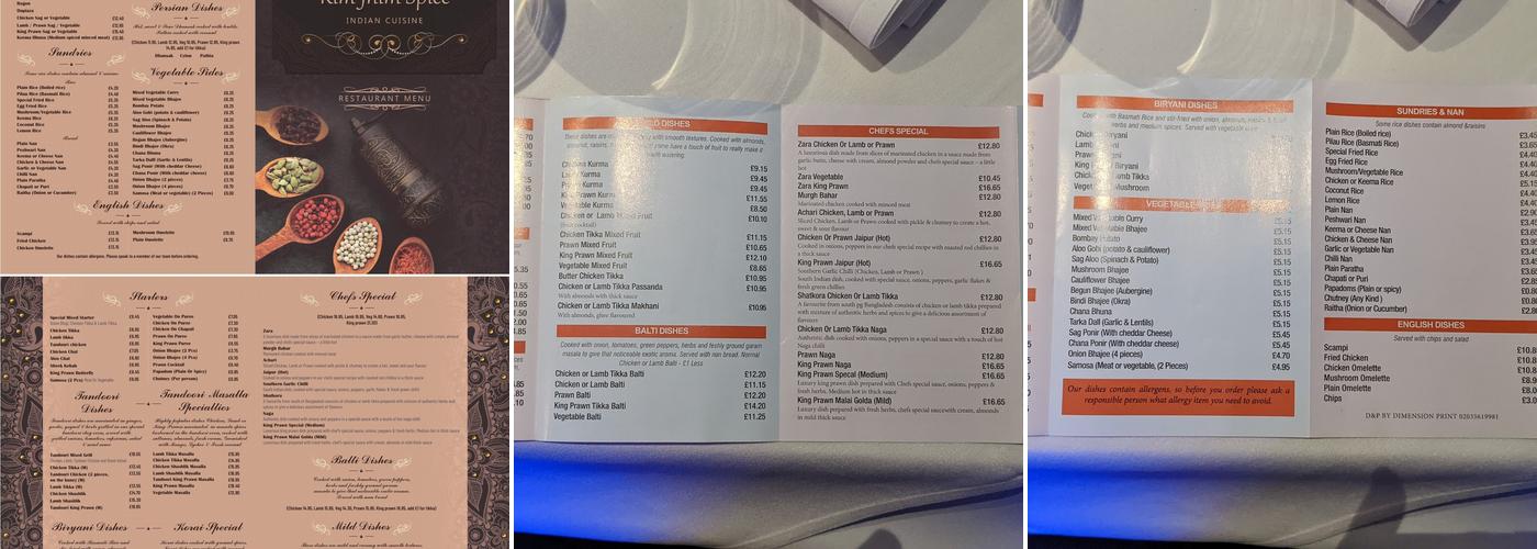 Rim Jhim Spice Indian Restaurant Menu