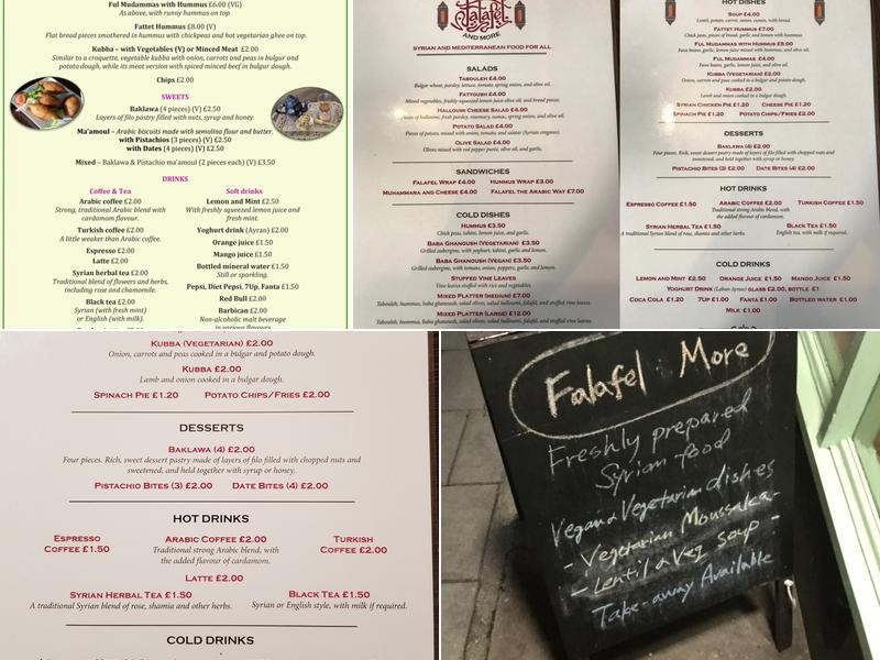 Falafel and More Menu