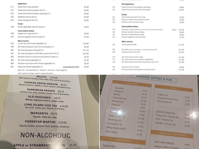 Banquet Chinese Menu