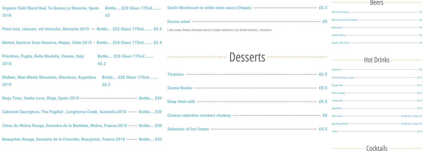 Yak & Yeti Menu