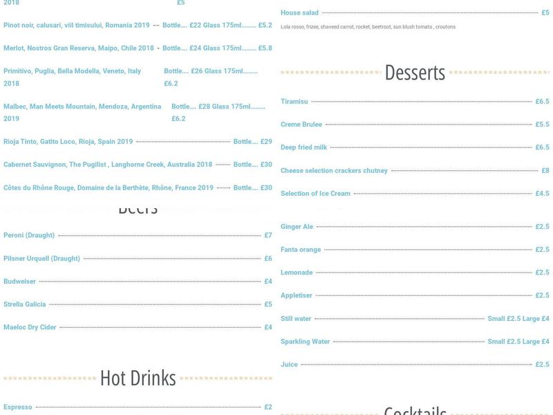 Yak & Yeti Menu