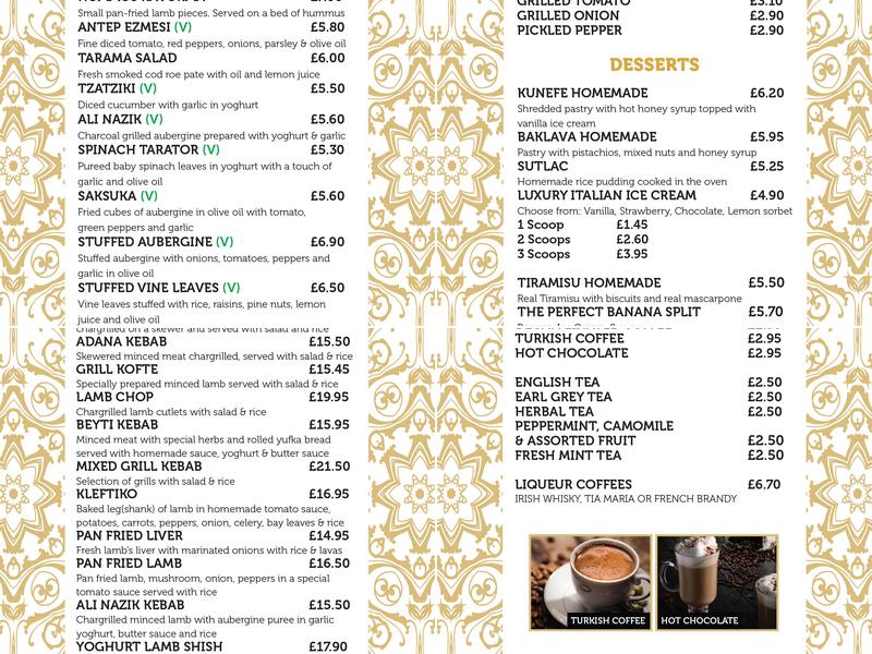 Doga Restaurant Menu