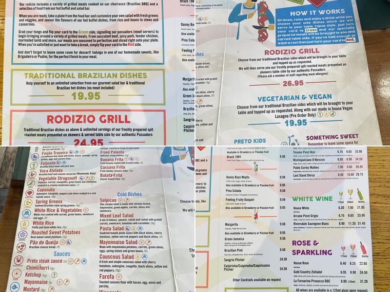 Preto Colchester Menu