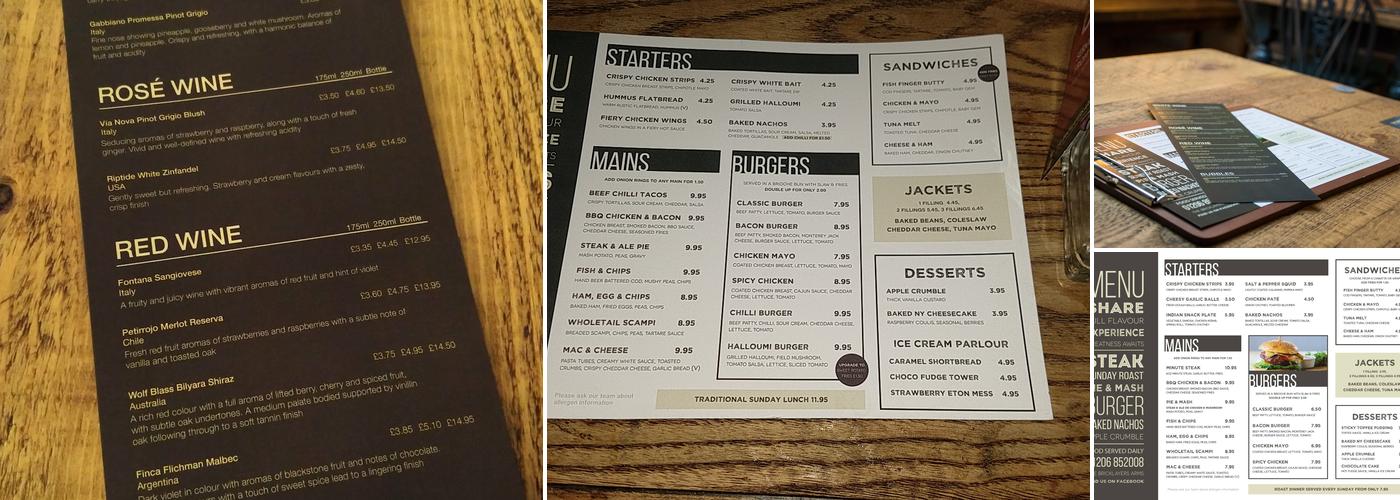 The Bricklayers Arms Menu