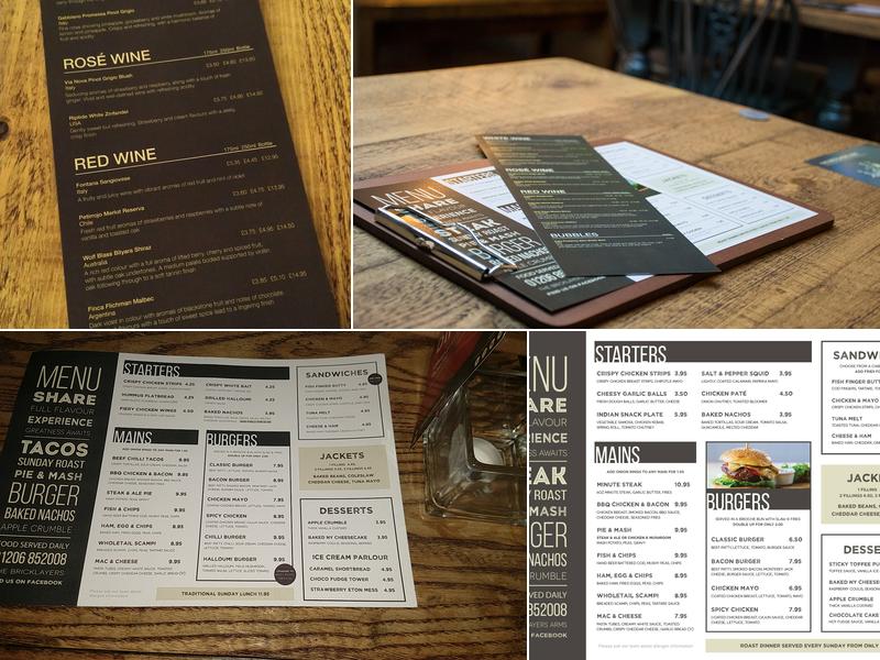 The Bricklayers Arms Menu