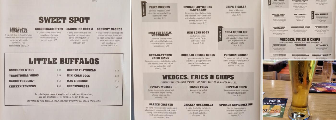 Buffalo Wild Wings Menu