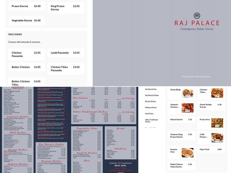 Raj Palace Menu